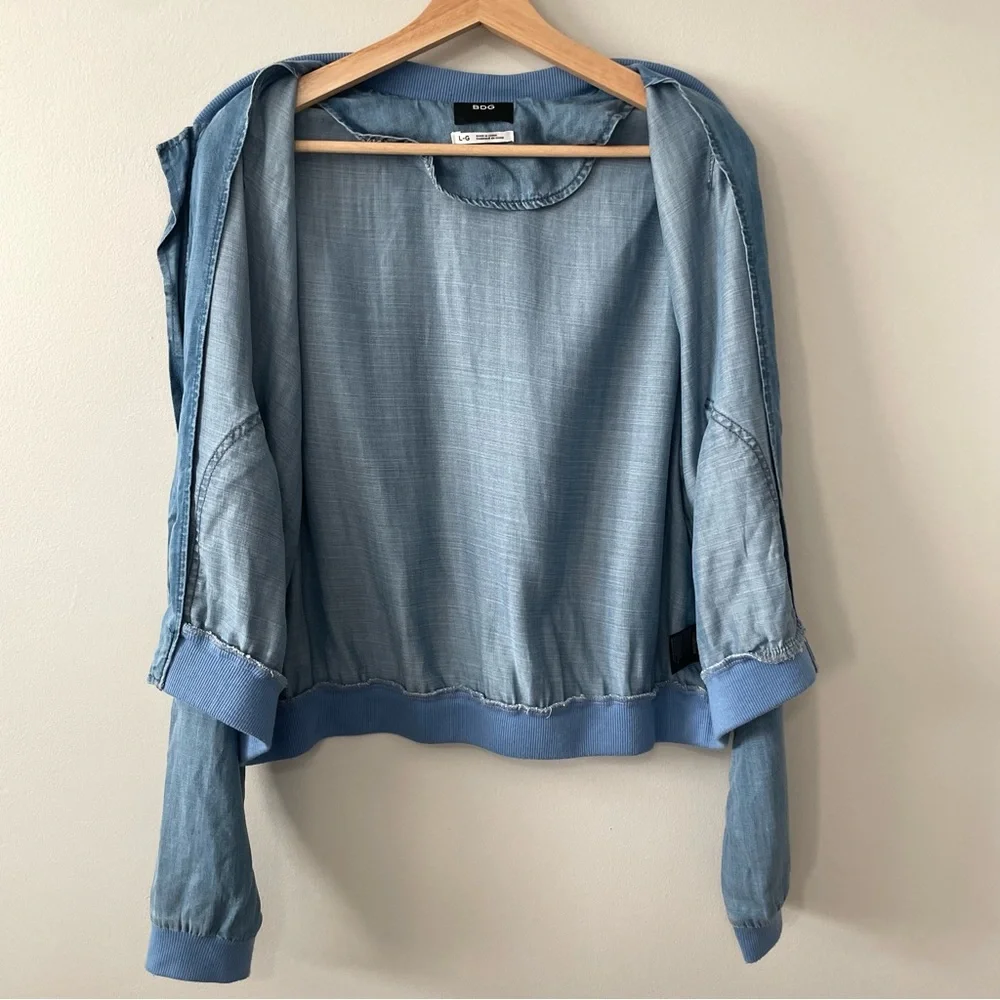 Urban Outfitters Light Blue Denim Bomber Jacket